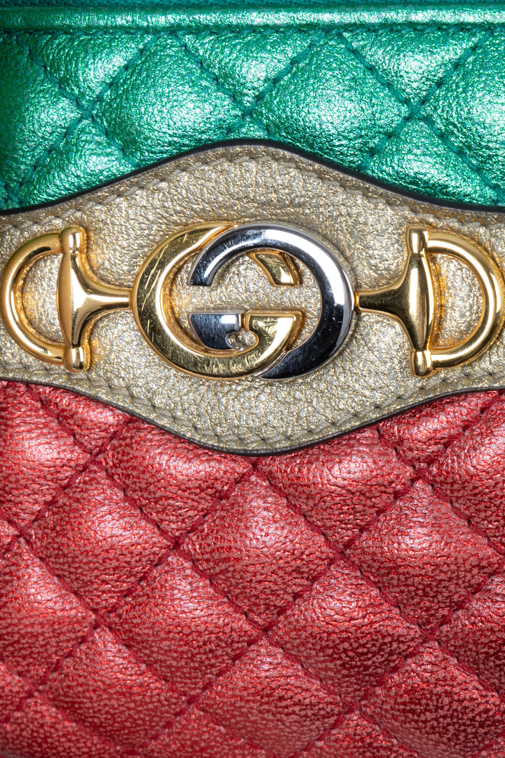 GUCCI Zumi Clutch Metallic Red Green