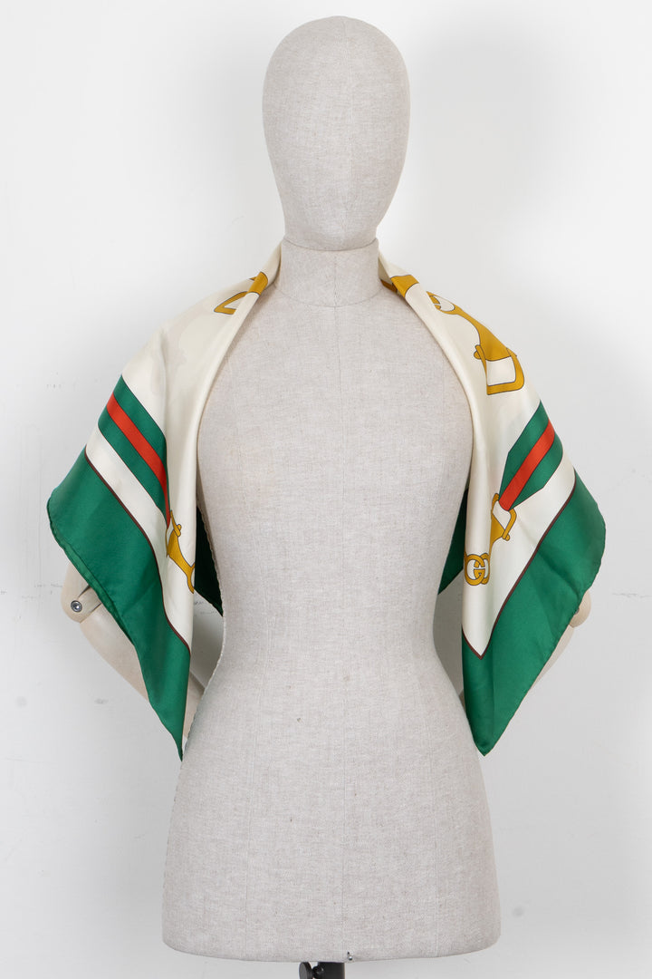GUCCI Scarf Silk Green Multicolor