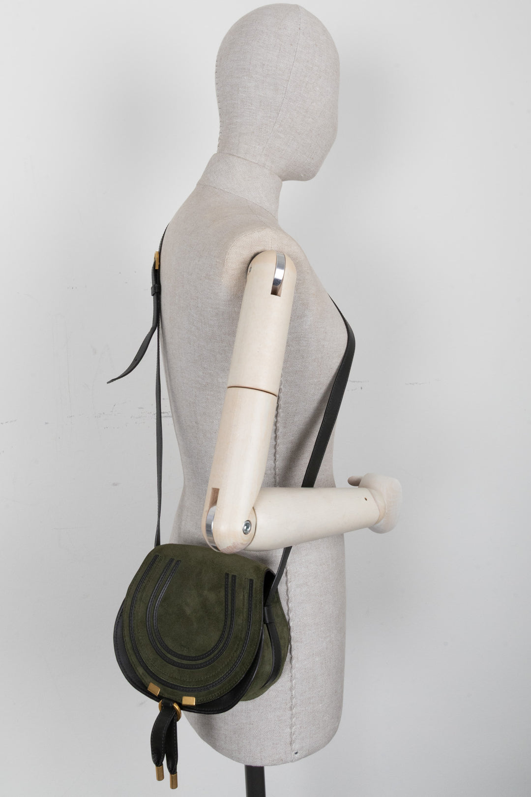 CHLOÉ Marcie Crossbody Bag Small Suede Green