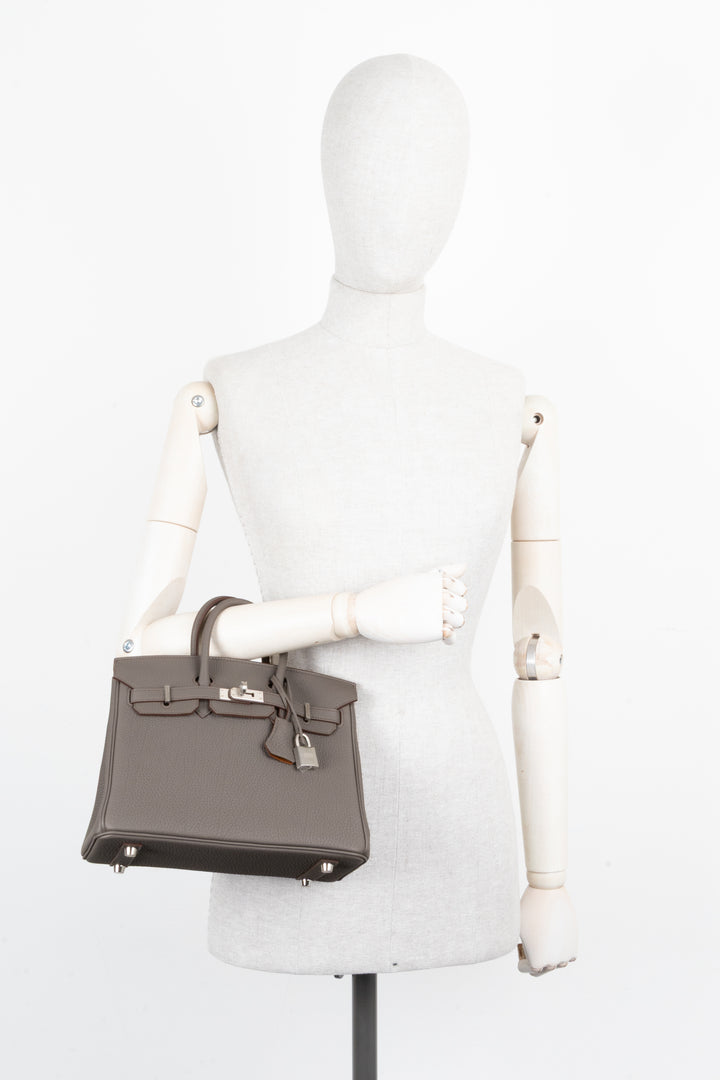 HERMÈS Horseshoe Birkin 25 Verso Retourne Togo Etain & Gold