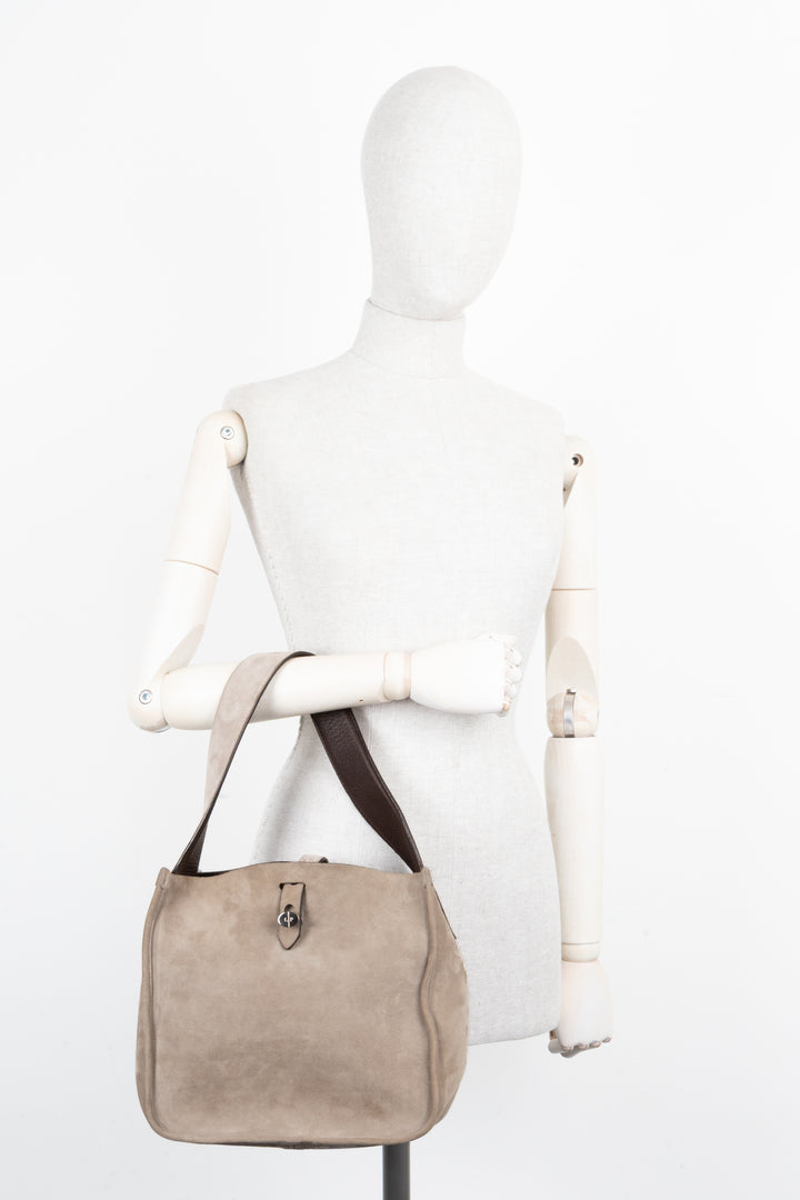 LORO PIANA Bucket Bag Suede Grey