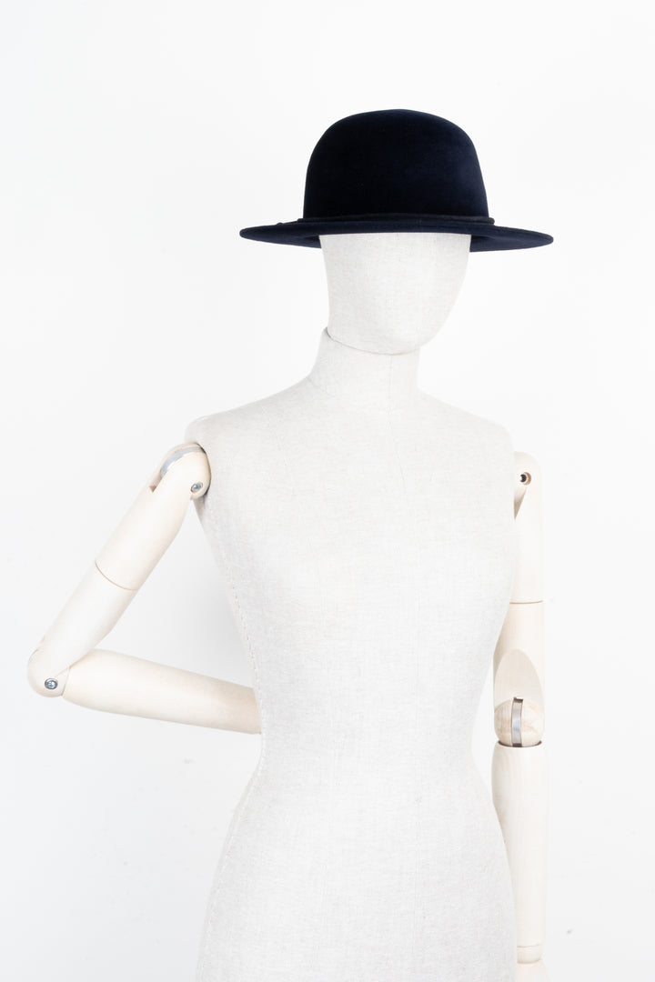 HERMÈS Vicky Hat Rabbit Felt Navy
