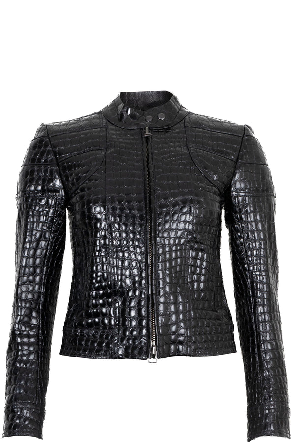 TOM FORD Croc Embossed Jacket Leather Black