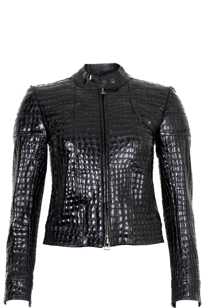 TOM FORD Croc Embossed Jacket Leather Black