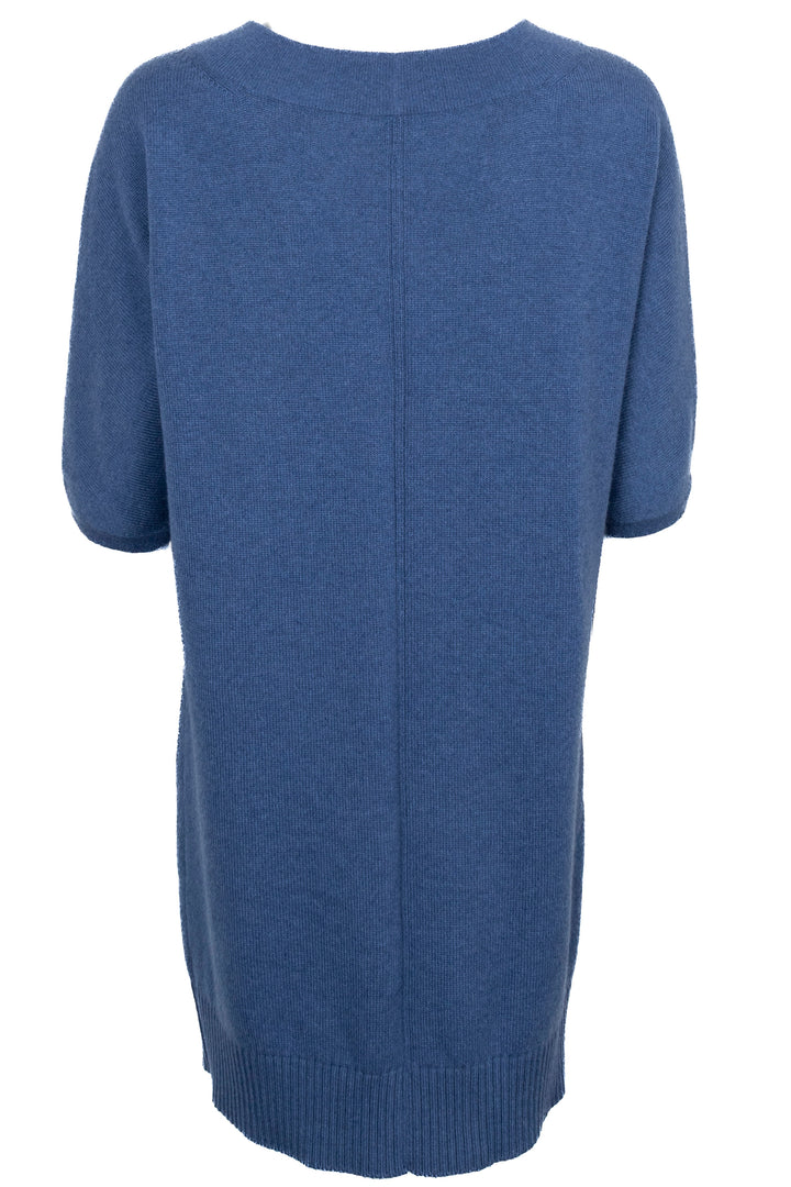 Pull long en maille cachemire bleu HERMÈS à col montant