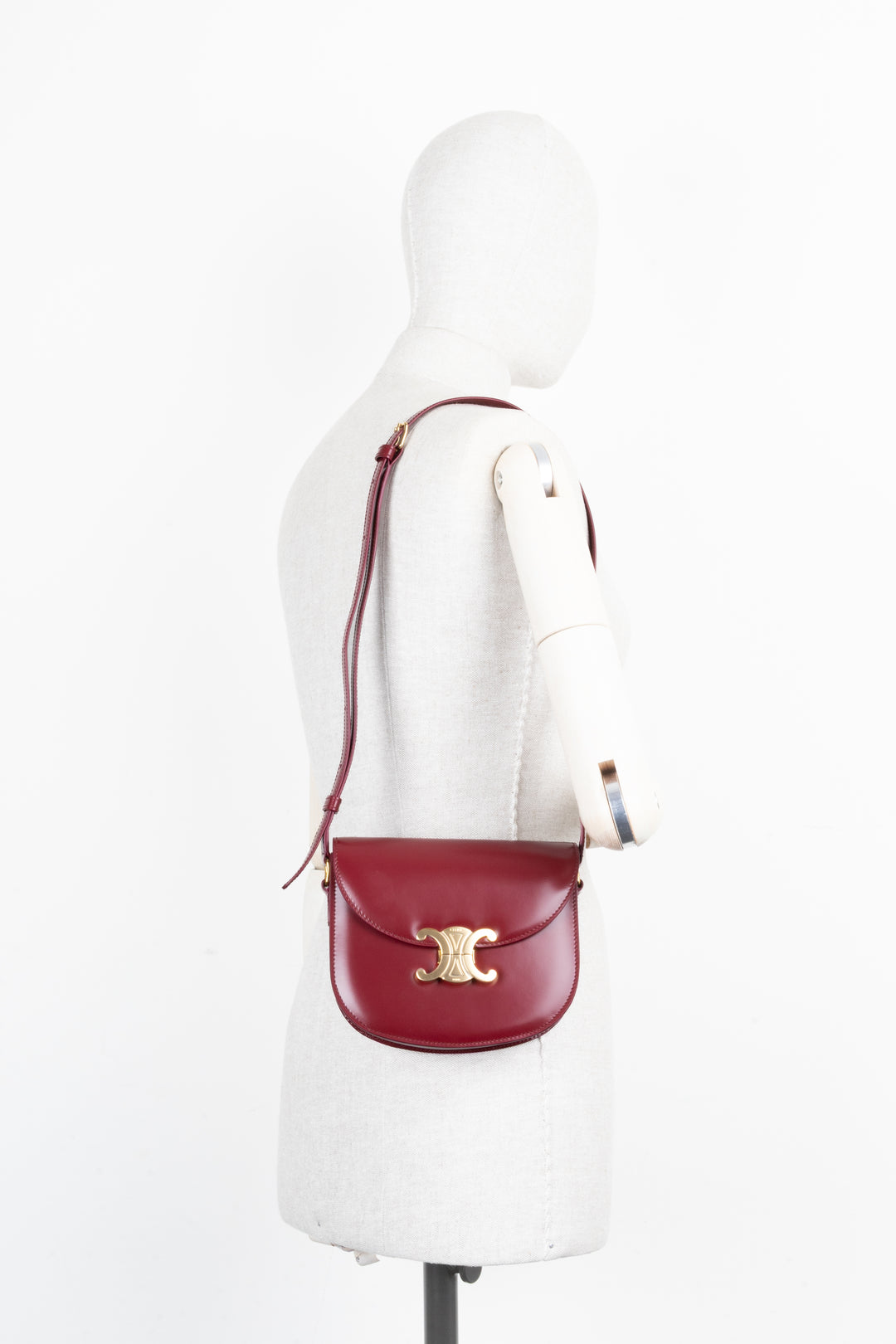 CELINE Clea Triomphe Crossbody Bag Red