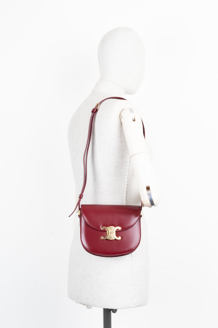 CELINE Clea Triomphe Crossbody Bag Red