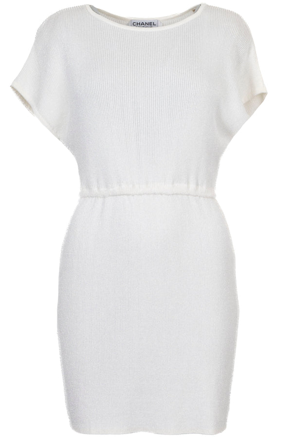 CHANEL Glitter Midi Dress Ivory