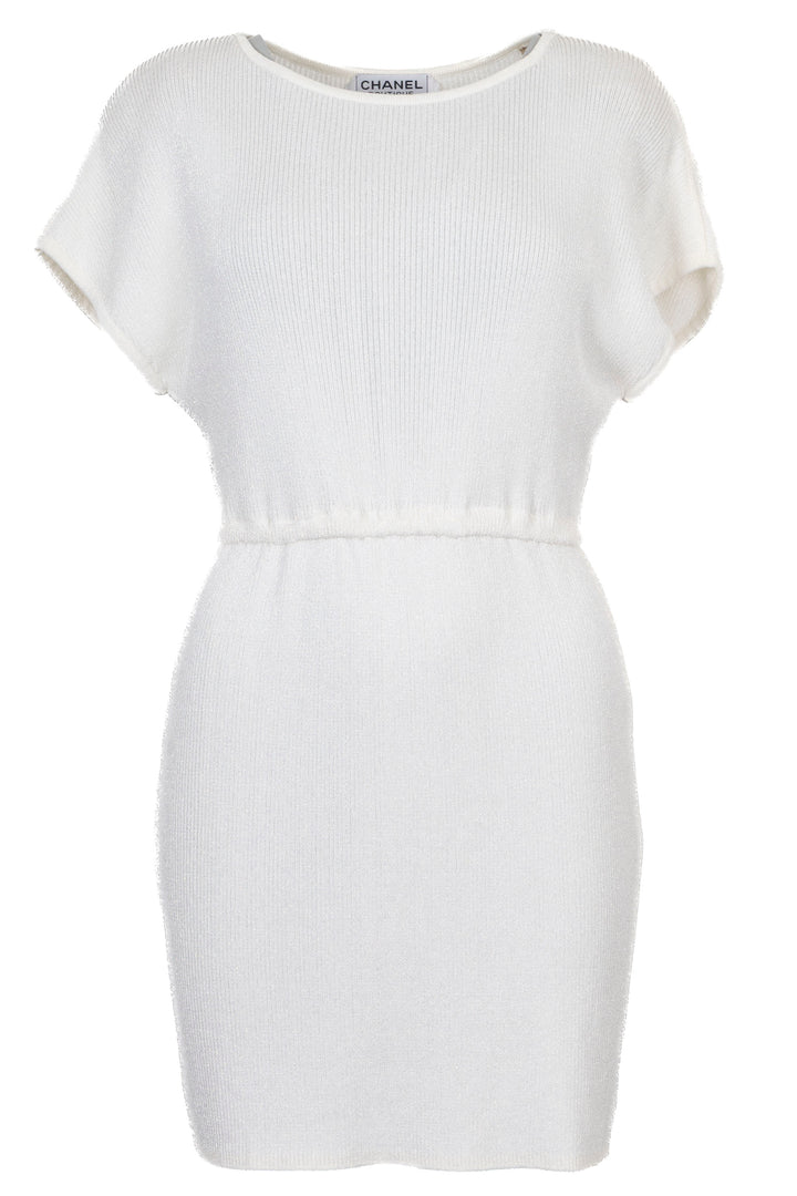 CHANEL Glitter Midi Dress Ivory