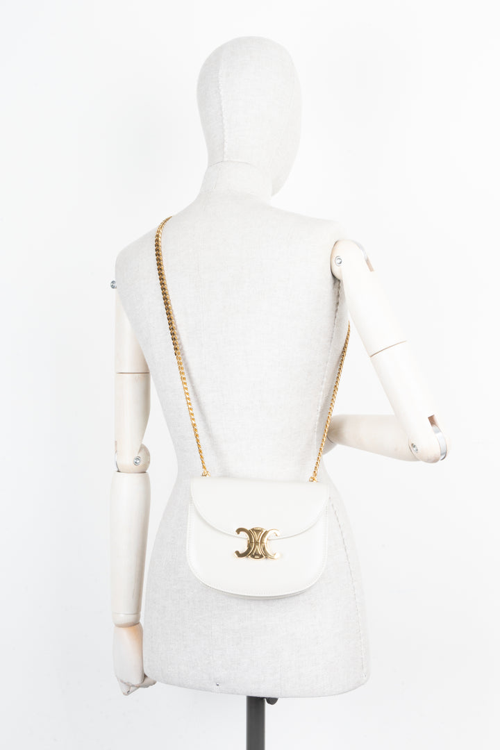 CELINE Chain Besace Triomphe Bag Ivory