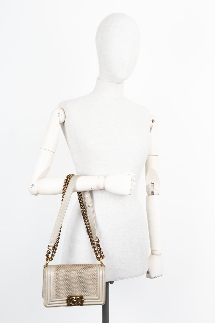 CHANEL Small Boy Bag Scales Gold