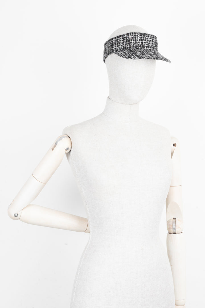 CHANEL 2019 Tweed Visor Houndstooth Black White