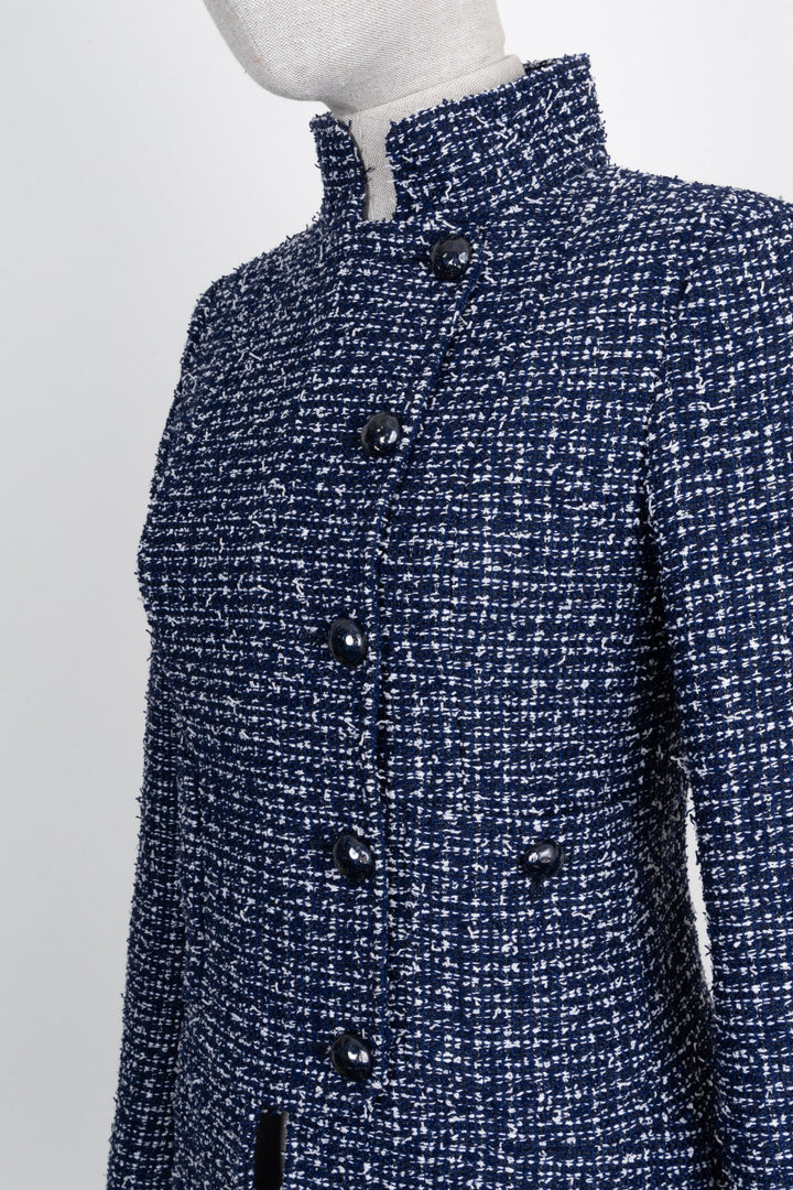 CHANEL 2015 Military Tweed Jacket Blue