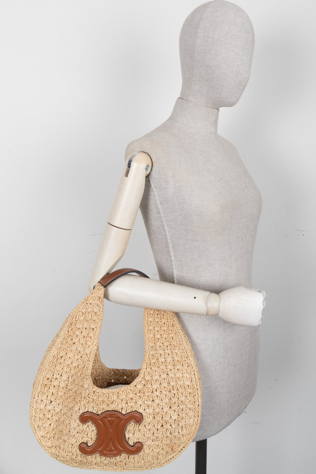 Sac porté épaule CELINE Triomphe en raphia