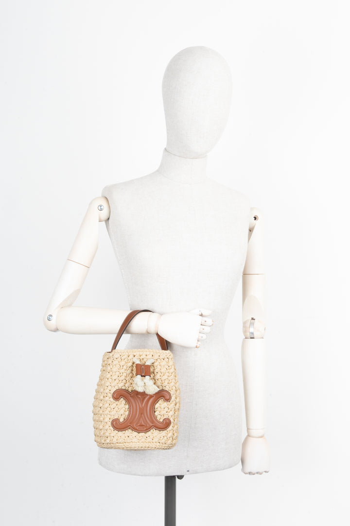 CELINE Triomphe Bucket Bag Raffia