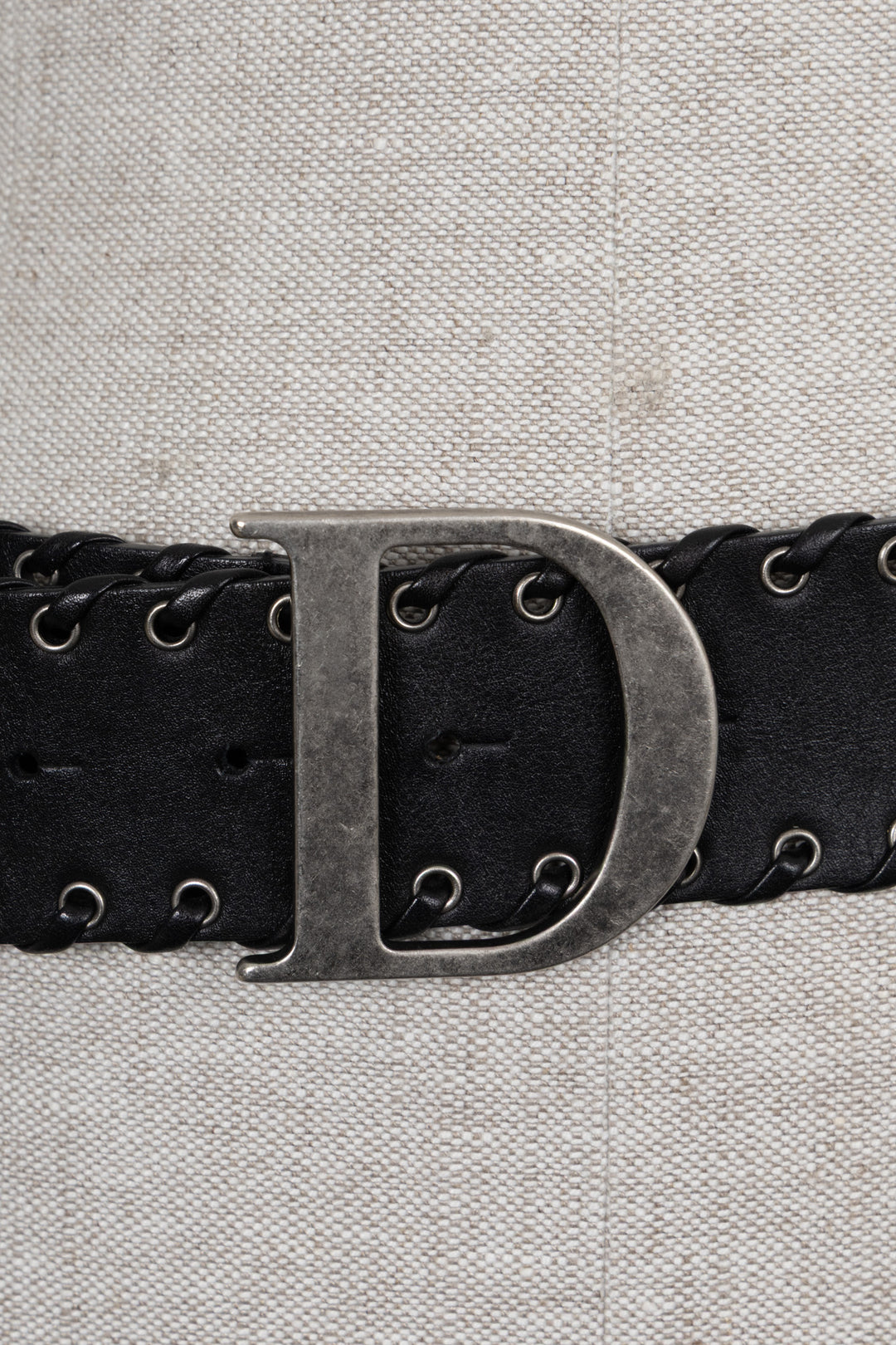 CHRISTIAN DIOR D Logo Belt Leather Black