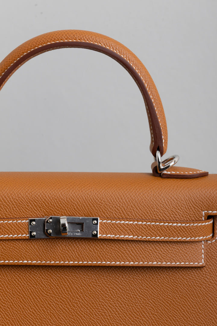 HERMÈS Kelly 25 Sellier Epsom Gold Palladium