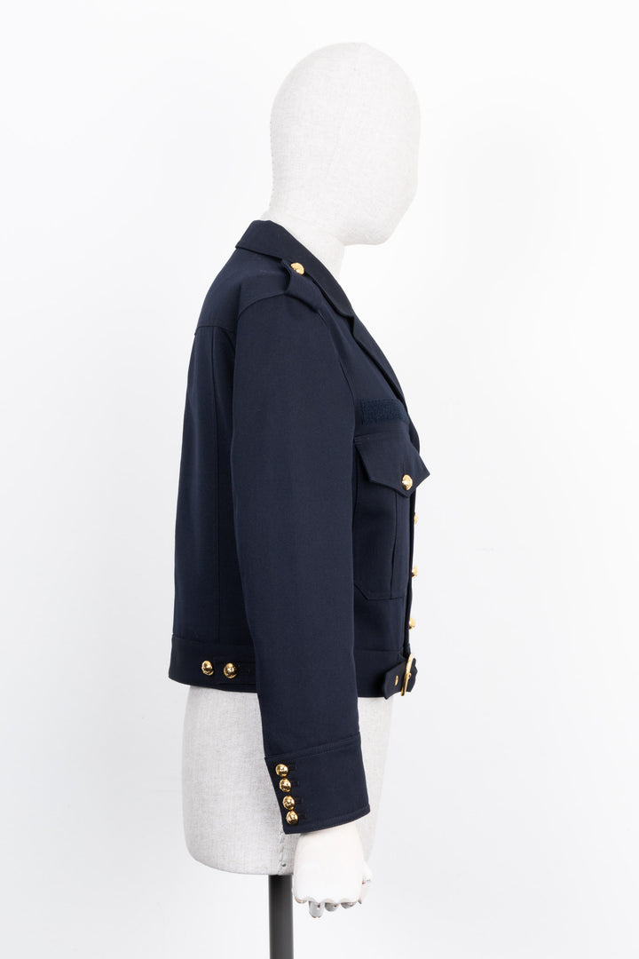 CELINÉ Saharienne Cropped Jacket Navy