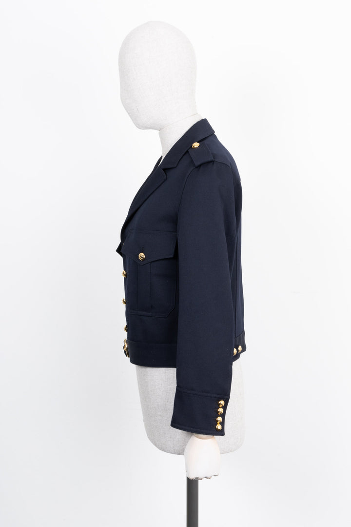 CELINÉ Saharienne Cropped Jacket Navy