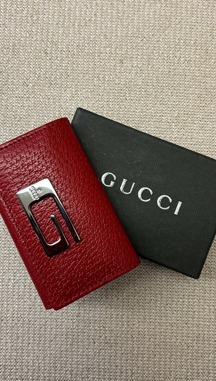 GUCCI Key Organizer Leather Red
