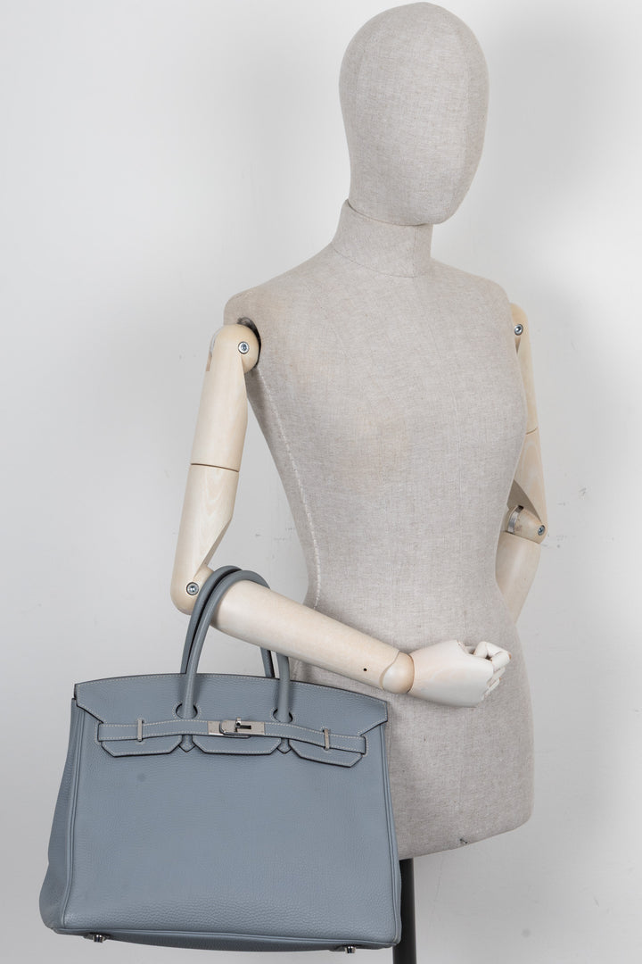 HERMÈS Birkin 35 Togo Bleu Lin