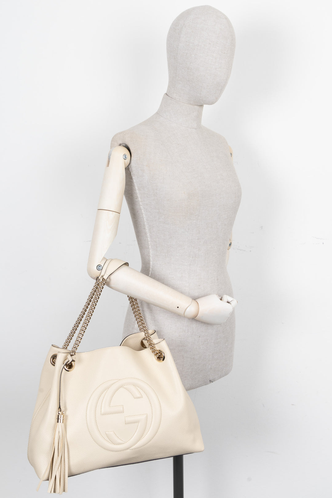 GUCCI Interlocking Soho Shoulder Bag Ivory