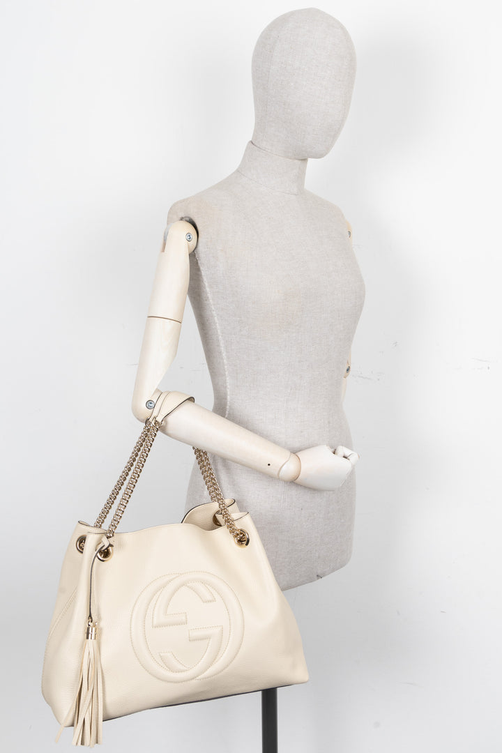 GUCCI Interlocking Soho Shoulder Bag Ivory