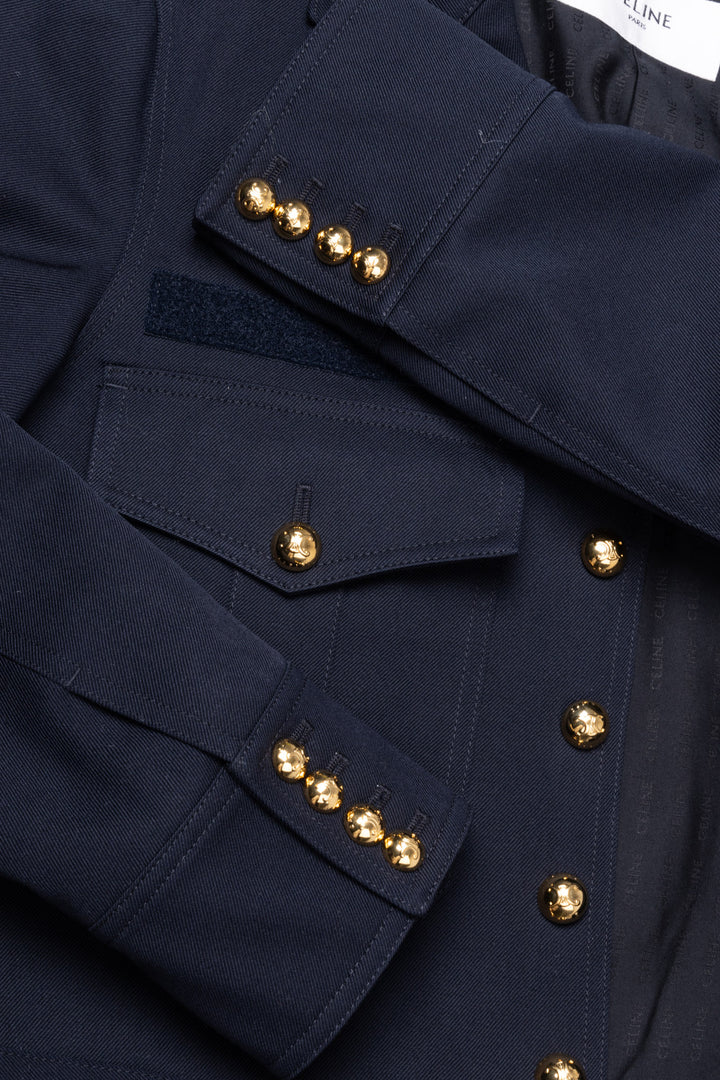 CELINÉ Saharienne Cropped Jacket Navy