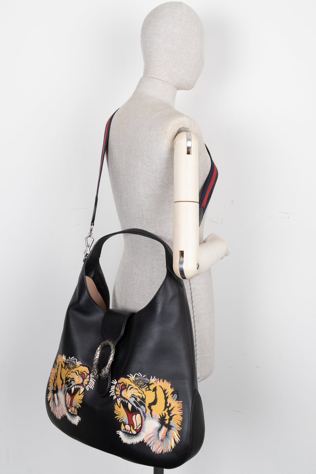 GUCCI Large Tiger Dionysus Hobo Bag Black