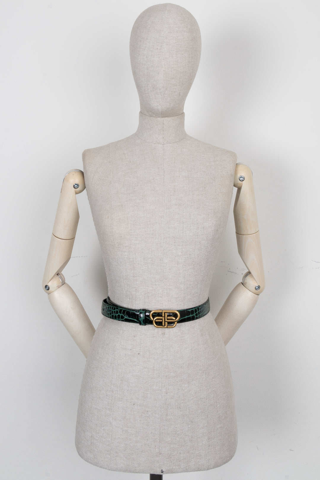 Ceinture BALENCIAGA BB Croco Verte