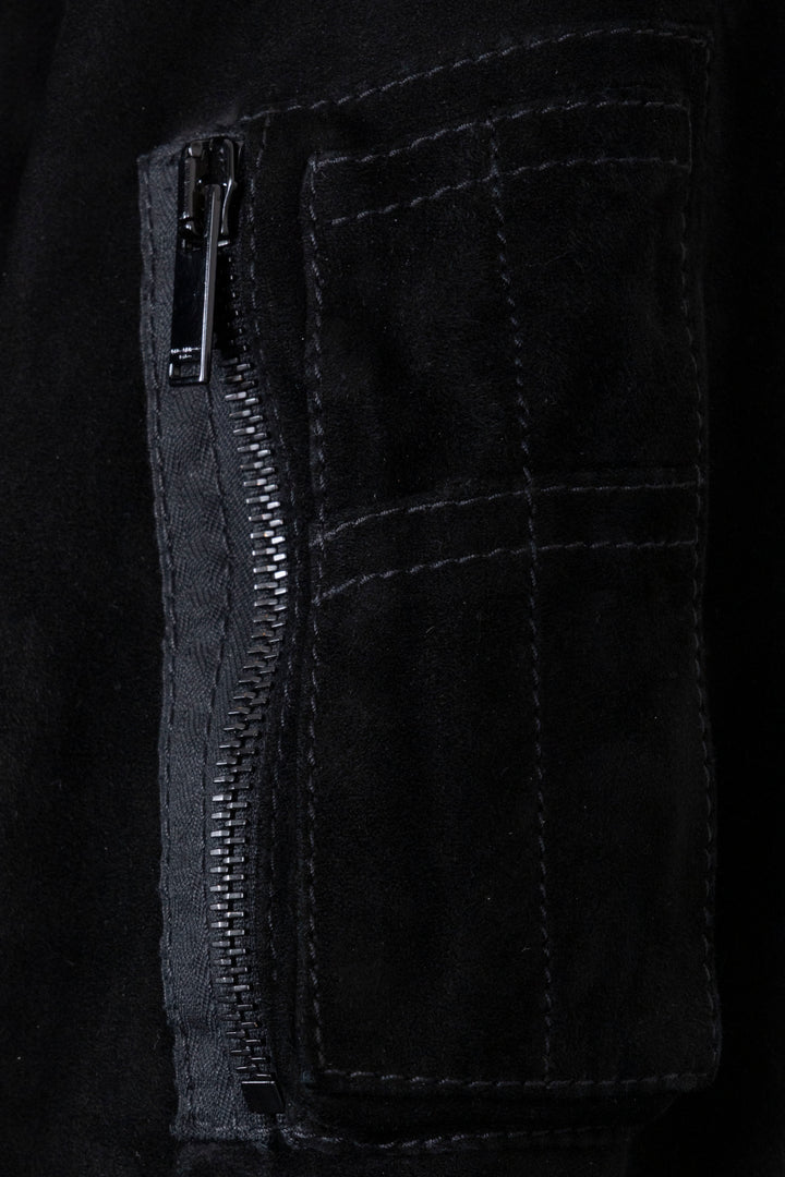 SAINT LAURENT 2017 Blouson aviateur zippé en daim noir