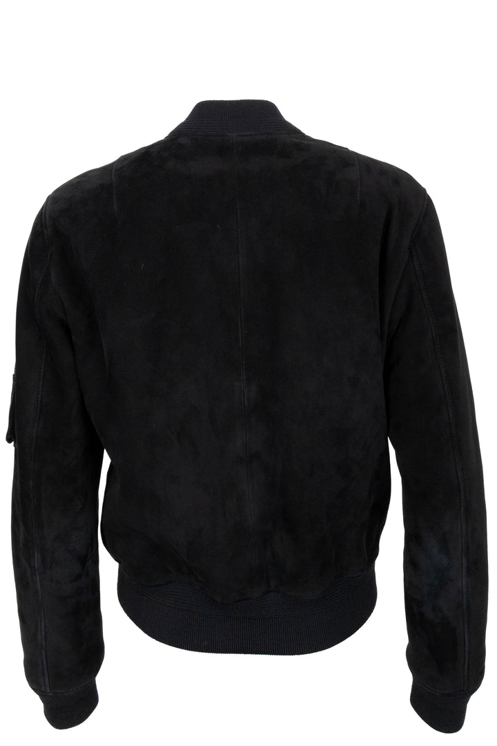 SAINT LAURENT 2017 Blouson aviateur zippé en daim noir