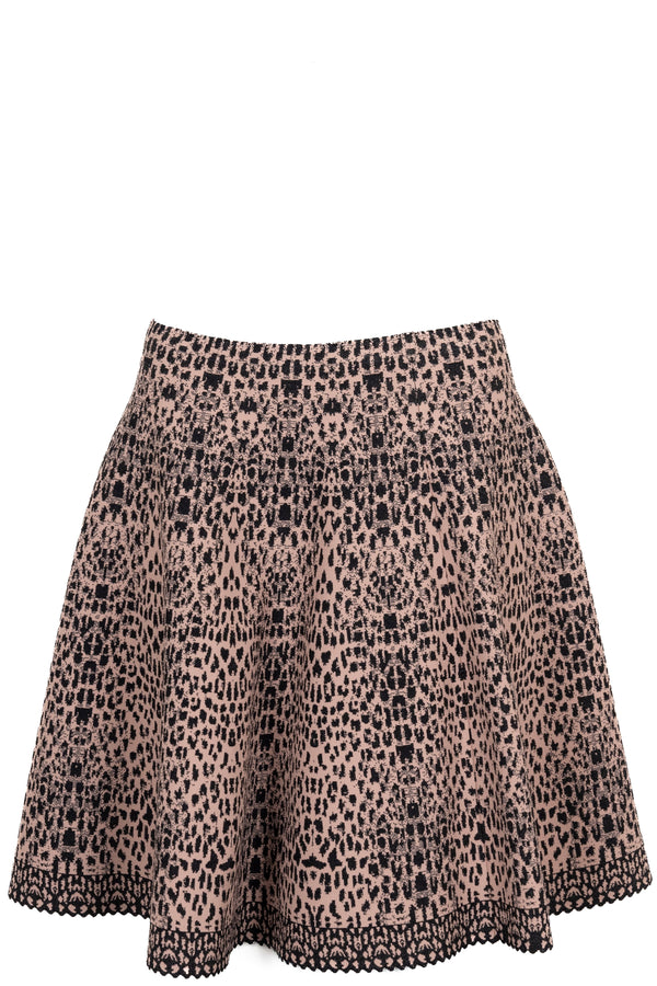 ALAÏA Leopard Jacquard Knit Miniskirt