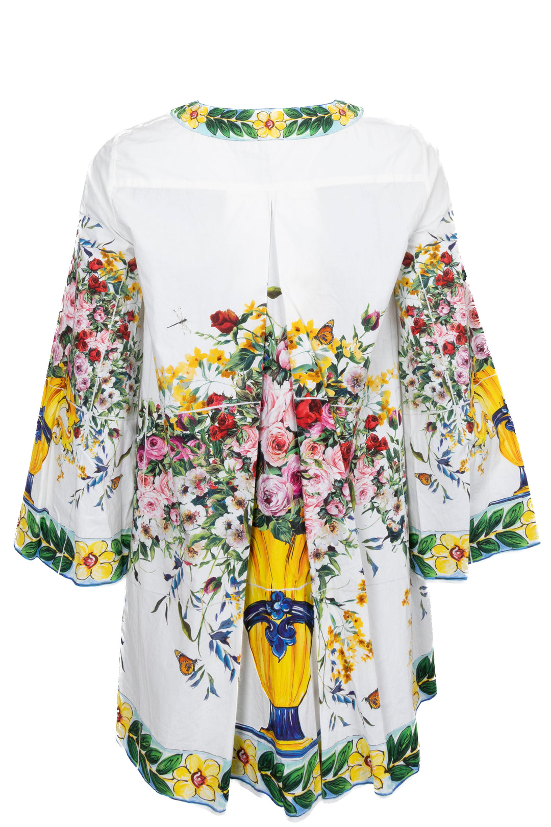 DOLCE&GABBANA Tunique fleurie en coton blanc