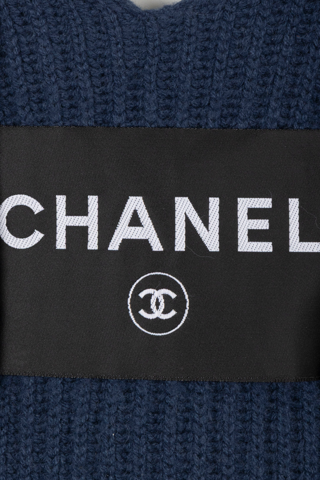 CHANEL 2008 Logo Knit Dress Blue