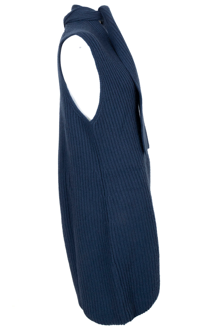 CHANEL 2008 Logo Knit Dress Blue