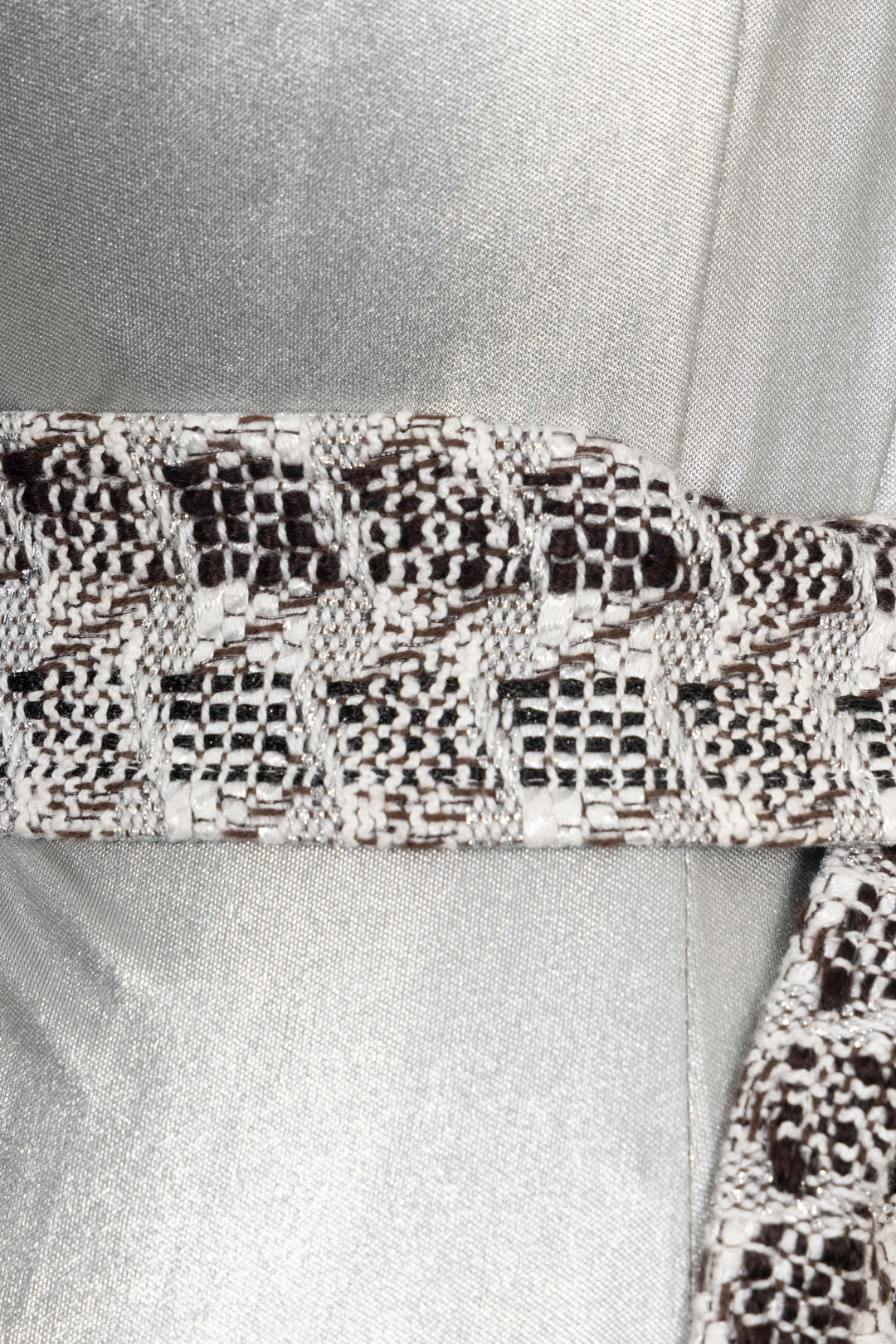 CHANEL Belted Long Dress Metallic Silver