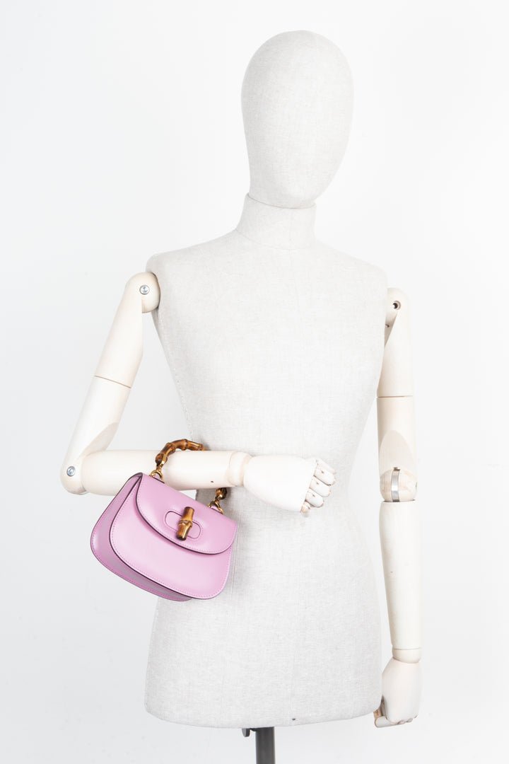 GUCCI 1947 Bamboo Mini Top Handle Bag Pink