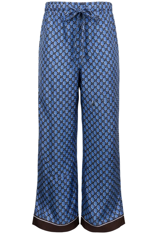 GUCCI GG Palazzo Pants Silk Blue