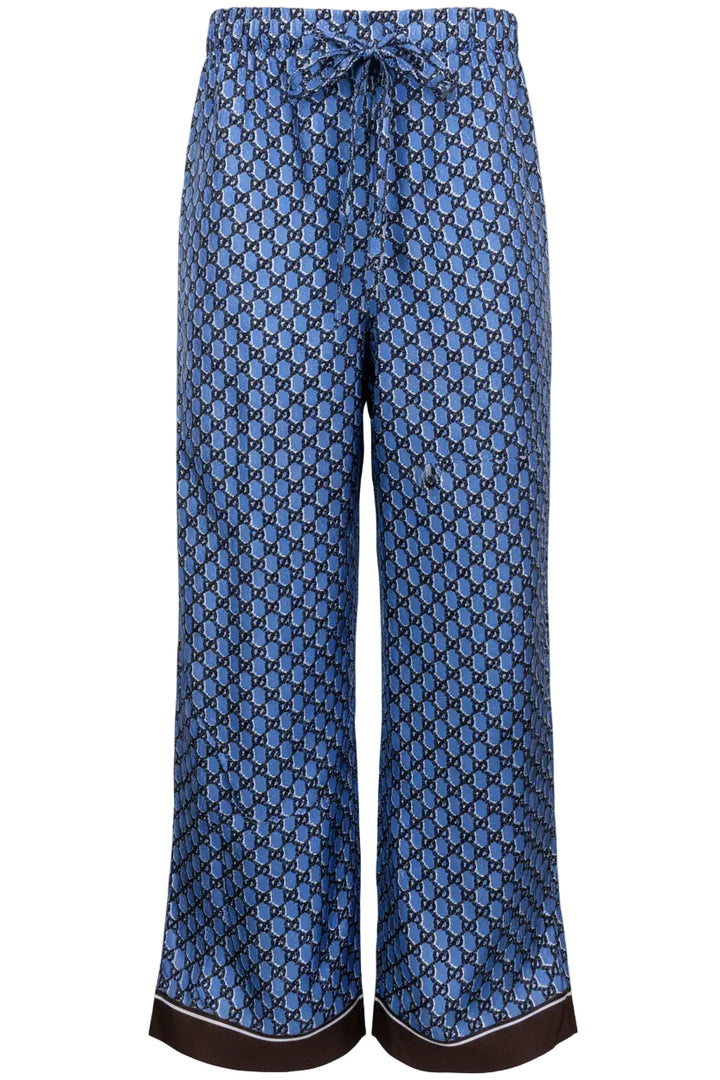 GUCCI GG Palazzo Pants Silk Blue