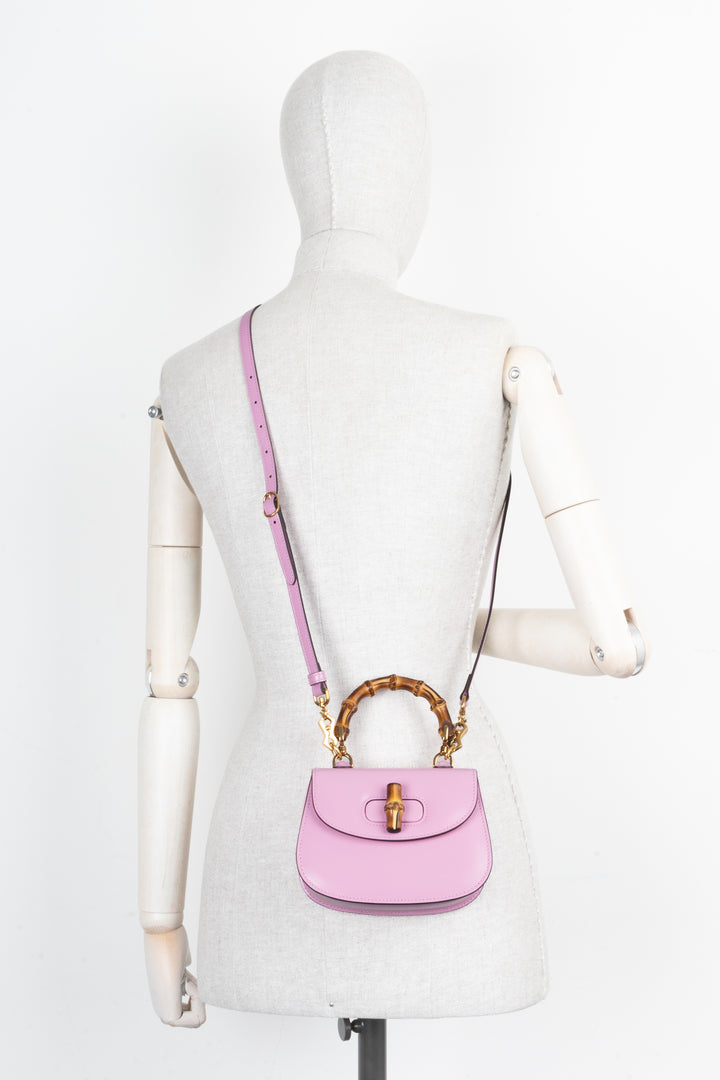 GUCCI 1947 Bamboo Mini Top Handle Bag Pink
