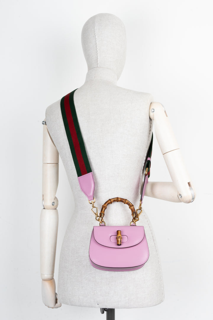 GUCCI 1947 Bamboo Mini Top Handle Bag Pink