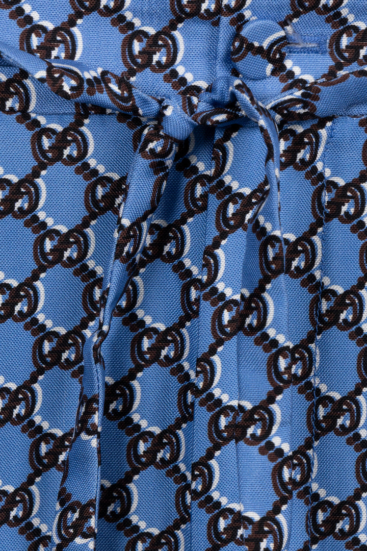GUCCI GG Palazzo Pants Silk Blue