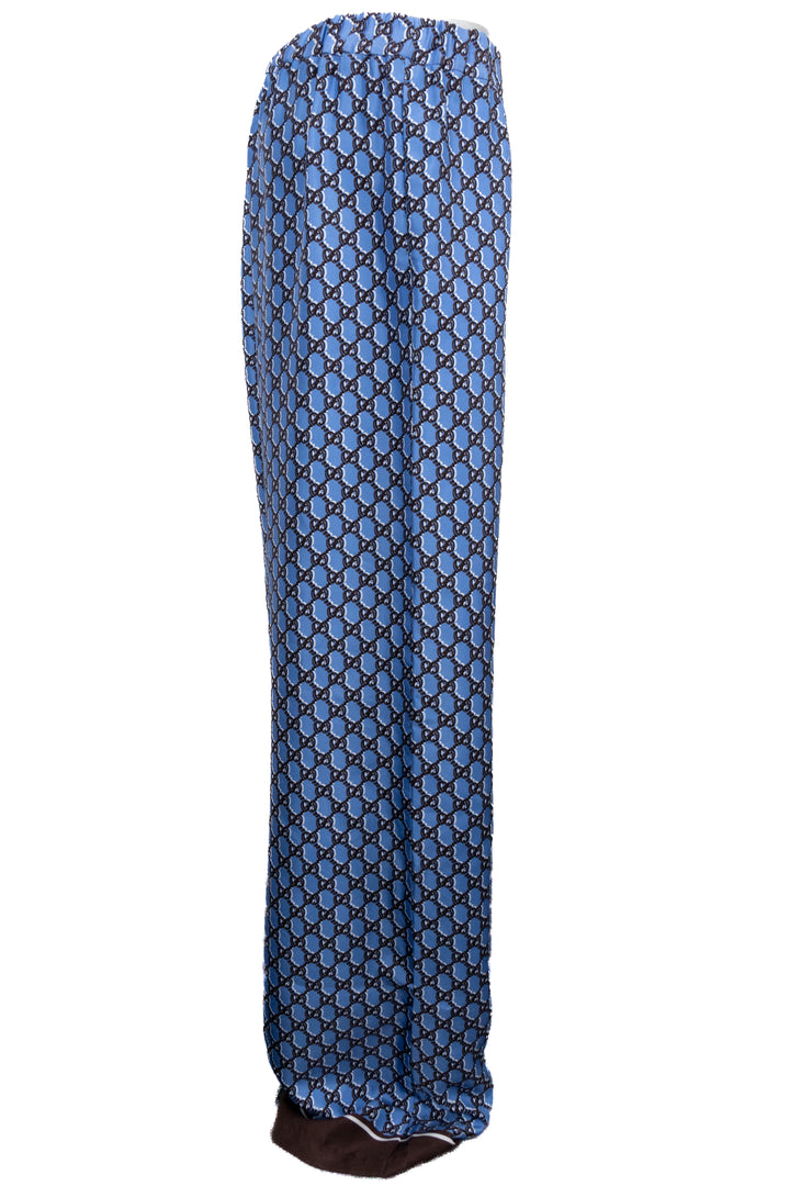 GUCCI GG Palazzo Pants Silk Blue