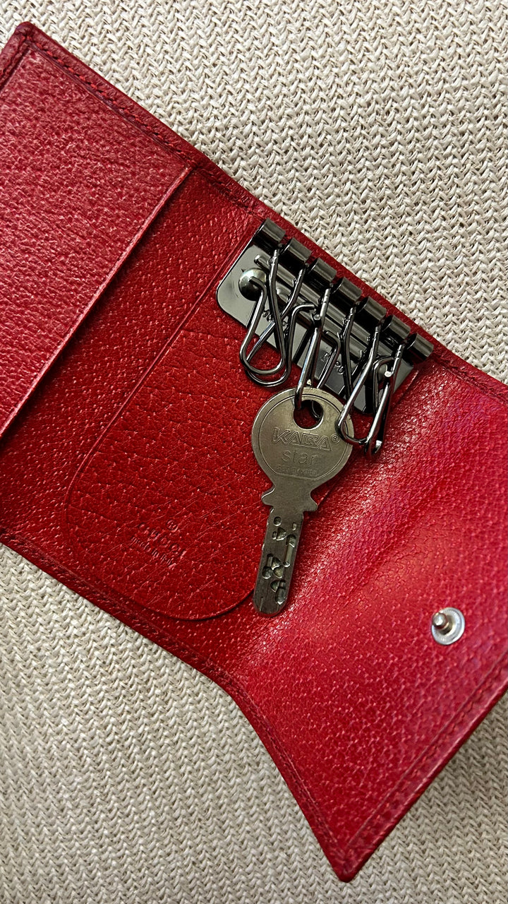 GUCCI Key Organizer Leather Red