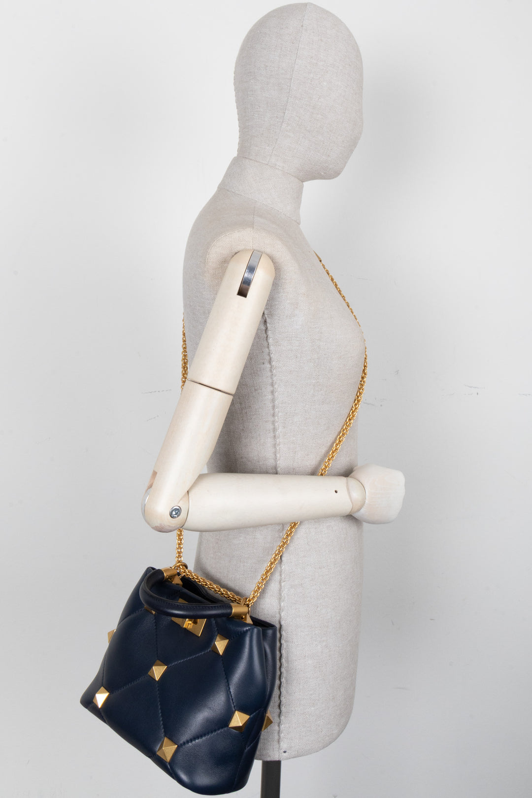 VALENTINO Roman Stud The Handle Bag Small Navy