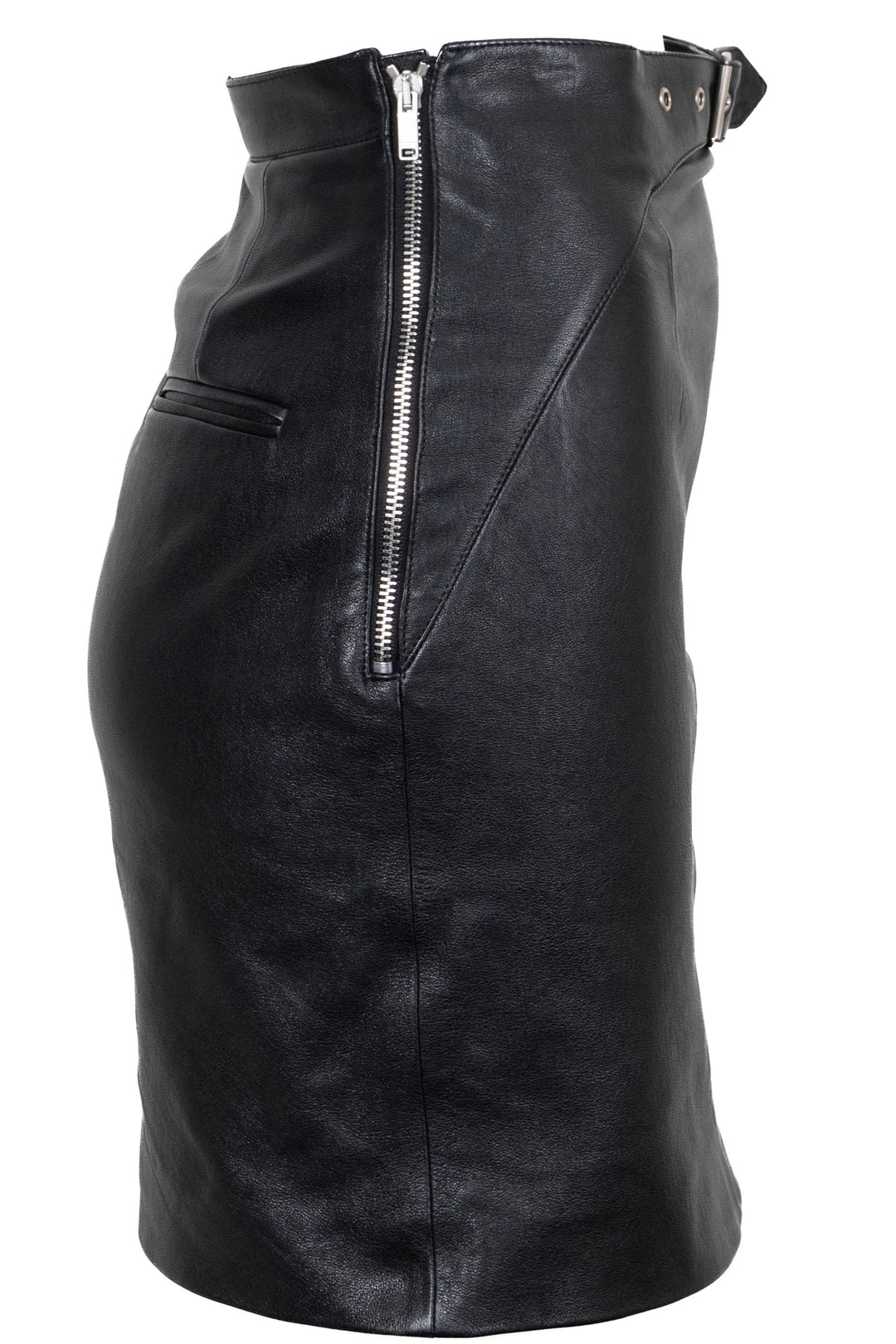 SAINT LAURENT Mini-jupe en cuir noir