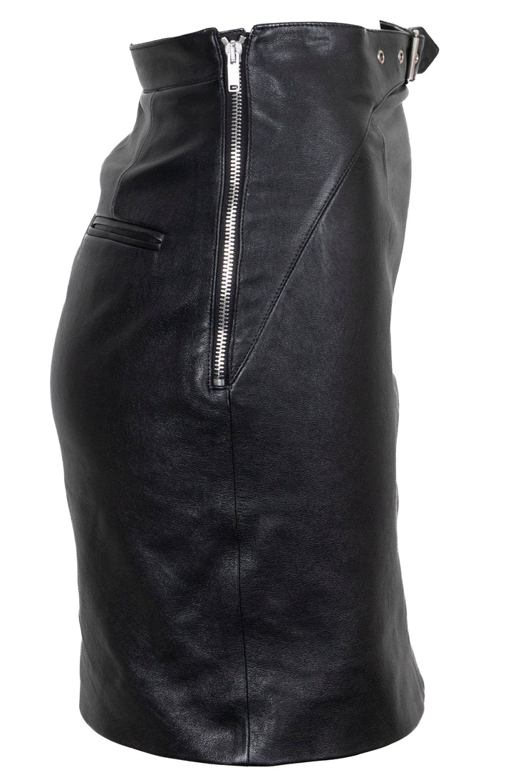 SAINT LAURENT Mini-jupe en cuir noir