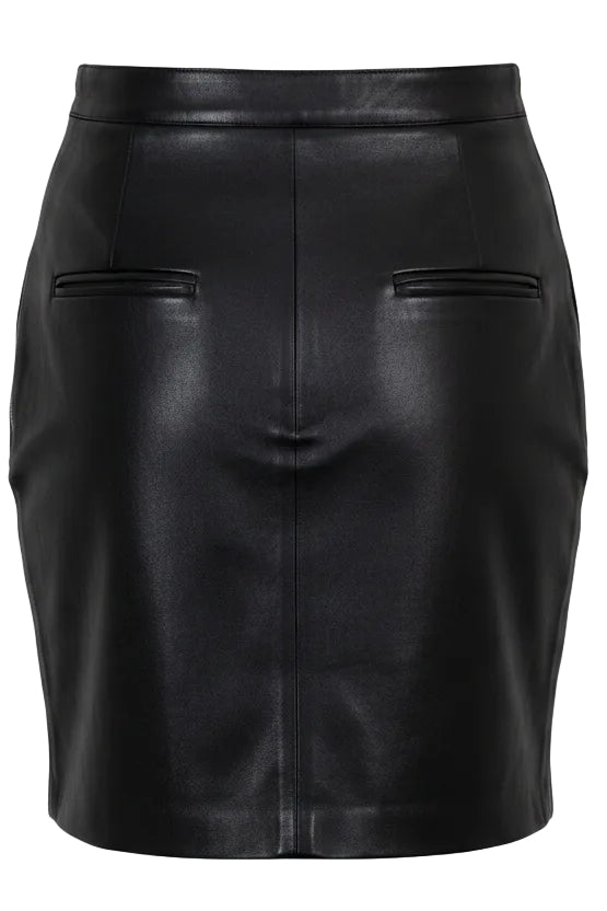 SAINT LAURENT Mini-jupe en cuir noir