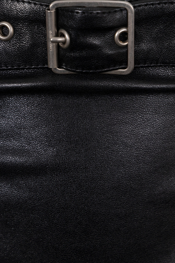 SAINT LAURENT Mini-jupe en cuir noir